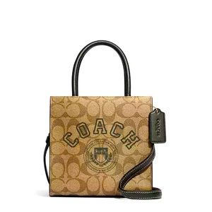 Coach Mini Cally Crossbody In Signature Canvas With Varsity Motif